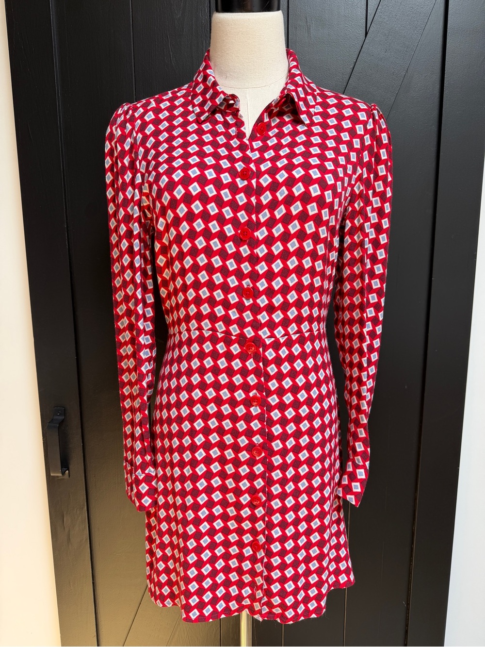 Reformation Scheana Dress in Arcade Red Check – Size 8 – Like New